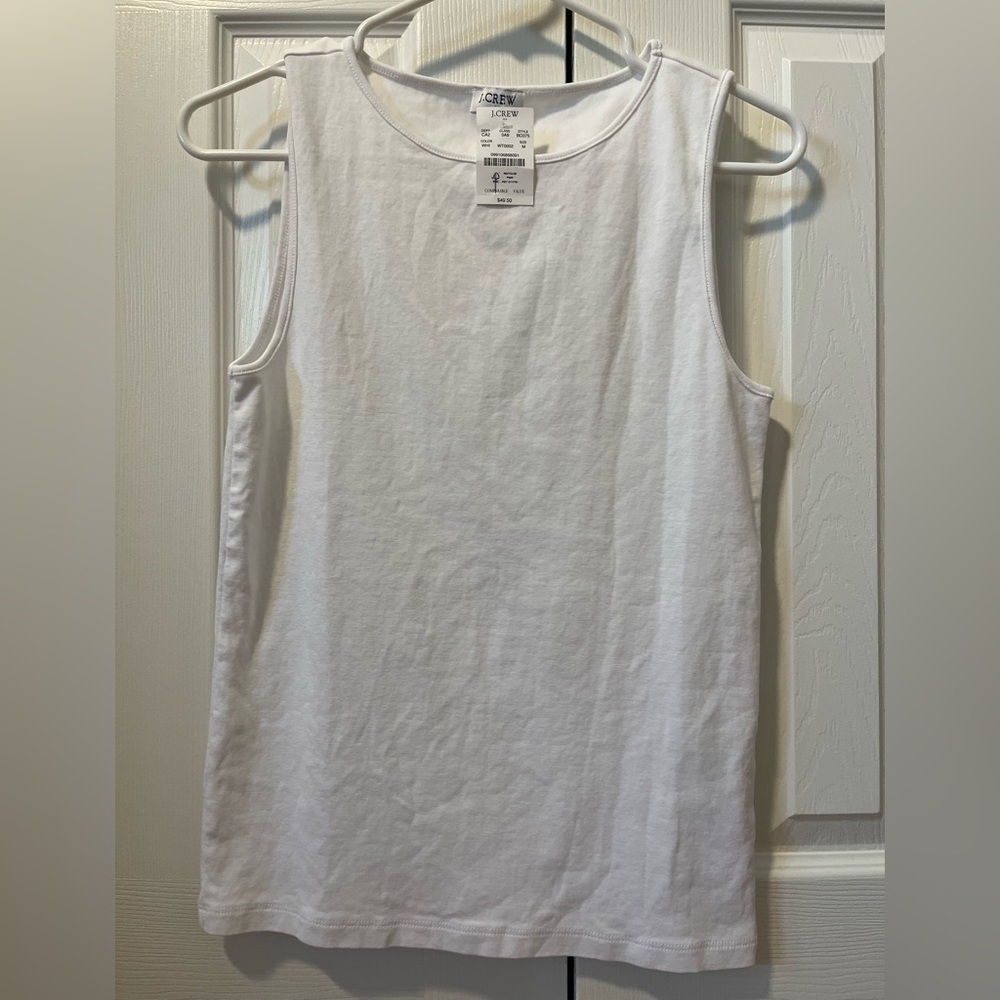 J.Crew White Cotton Tank Top Women's Medium - Picture 2 of 6